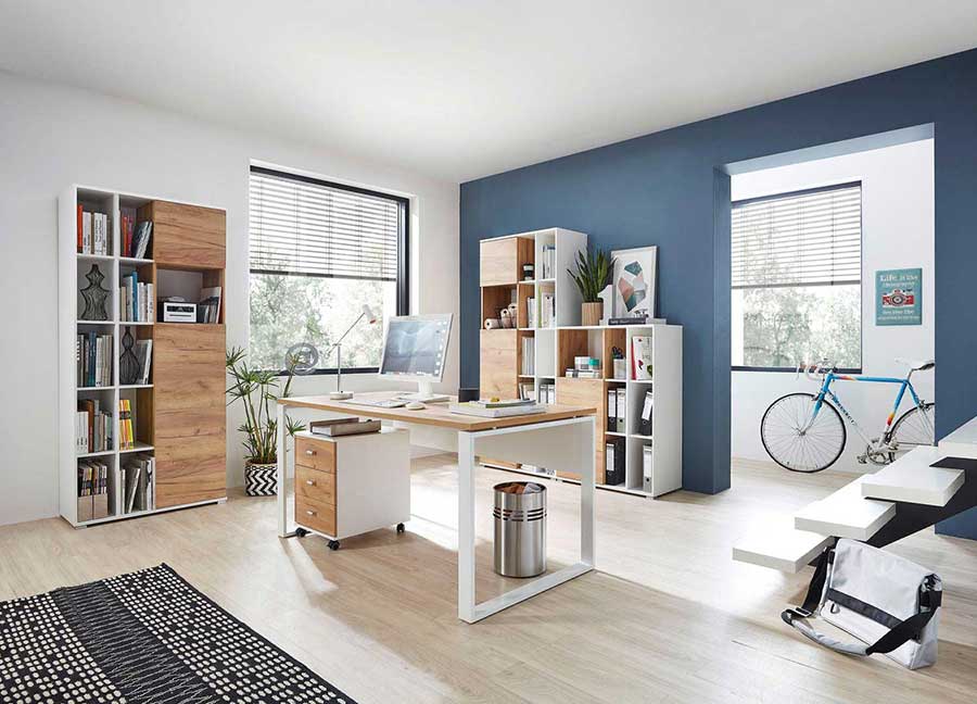 table de bureau pas cher blanc et bois